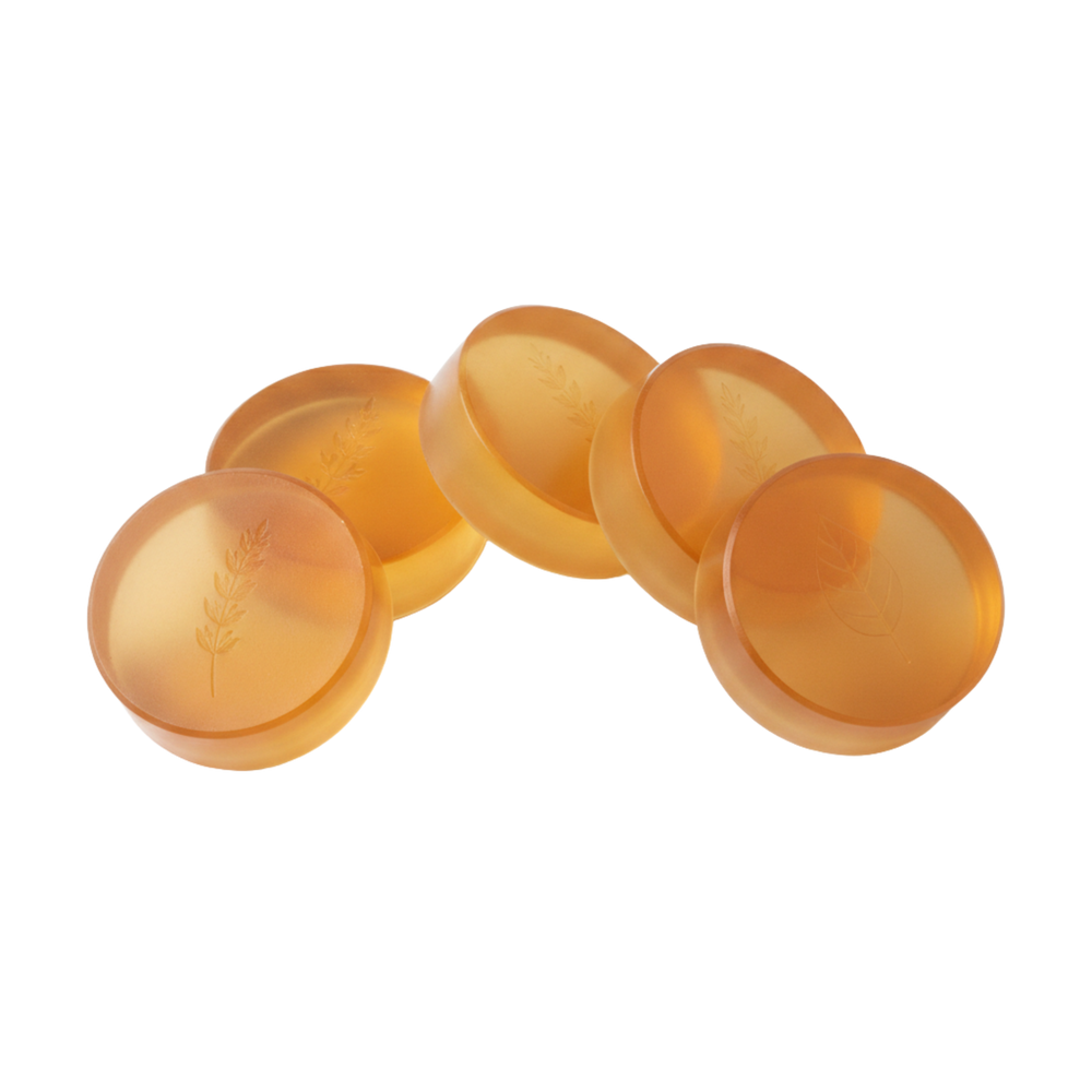 Livrenne persimmon soap bar unwrapped — showing texture and color of natural deodorizing soap